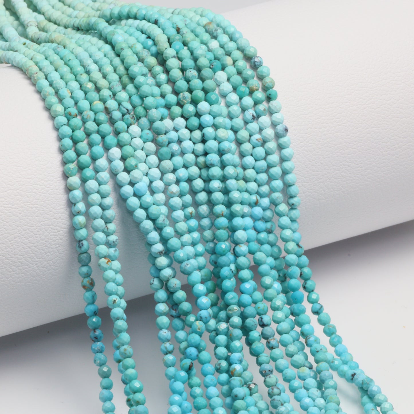 Ombre Natural Blue Turquoise 2mm Faceted Rounds Bead Strand