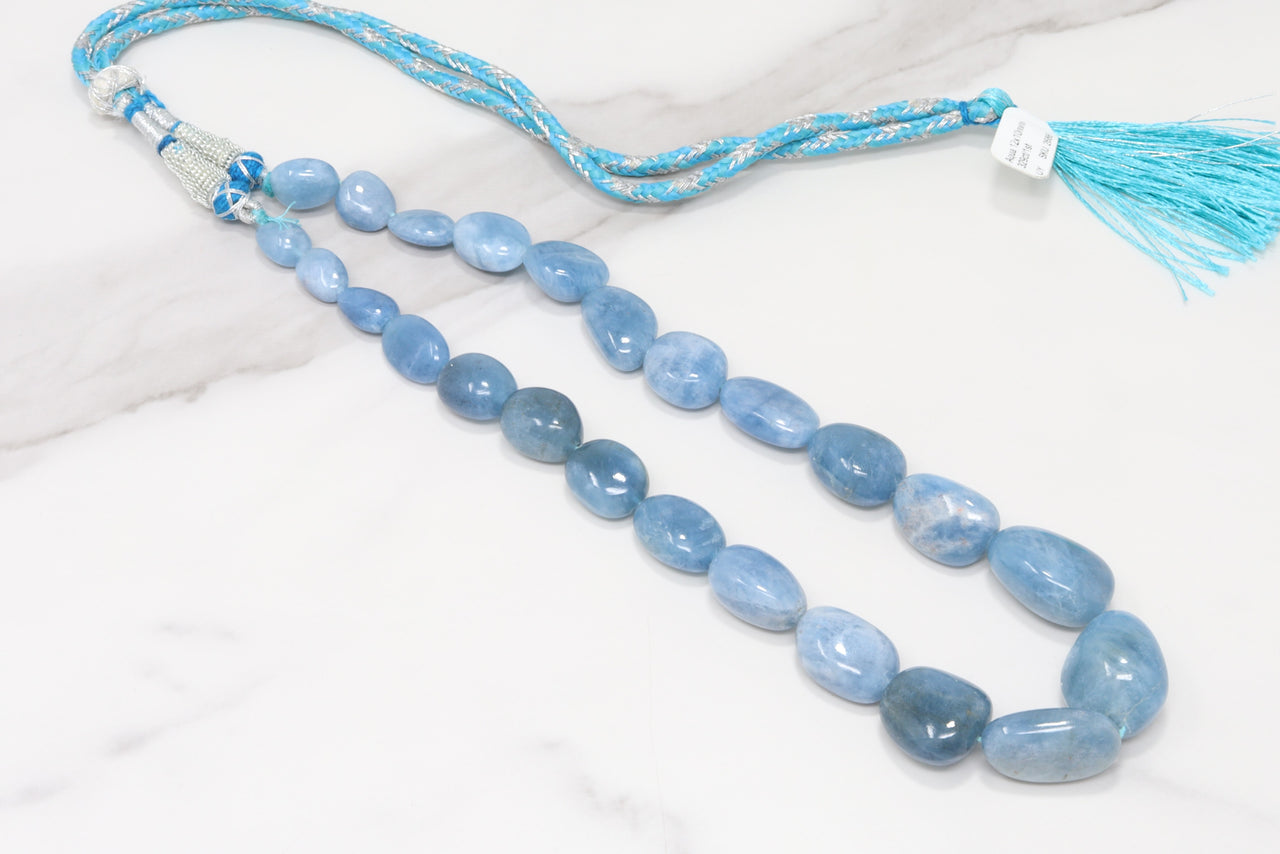 Blue Milky Aquamarine 12x10mm - 20x16mm Smooth Nuggets 1 Strand Bead Necklace