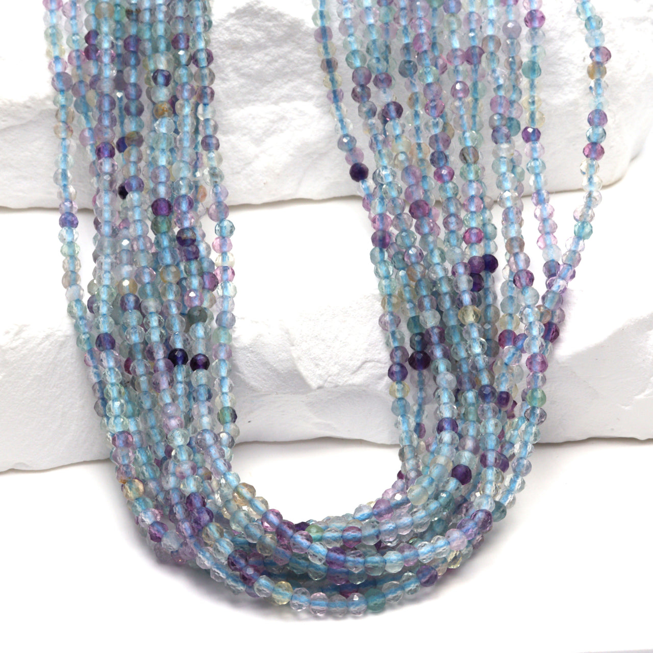 Blue Fluorite 2mm Faceted Rounds Bead Strand