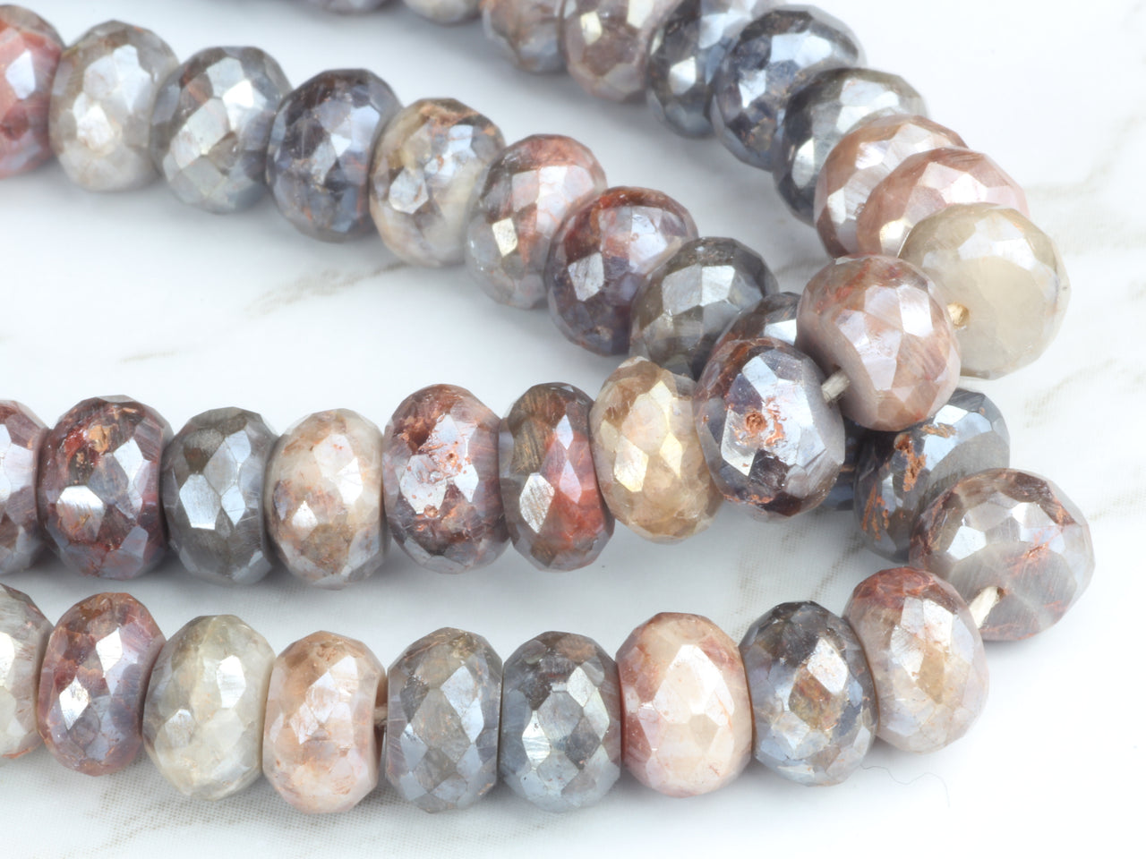 Coated Multi Moonstone 7mm Faceted Rondelles