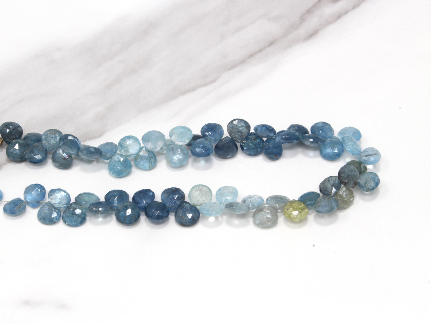 Blue Moss Aquamarine 6mm Faceted Heart Shaped Briolettes