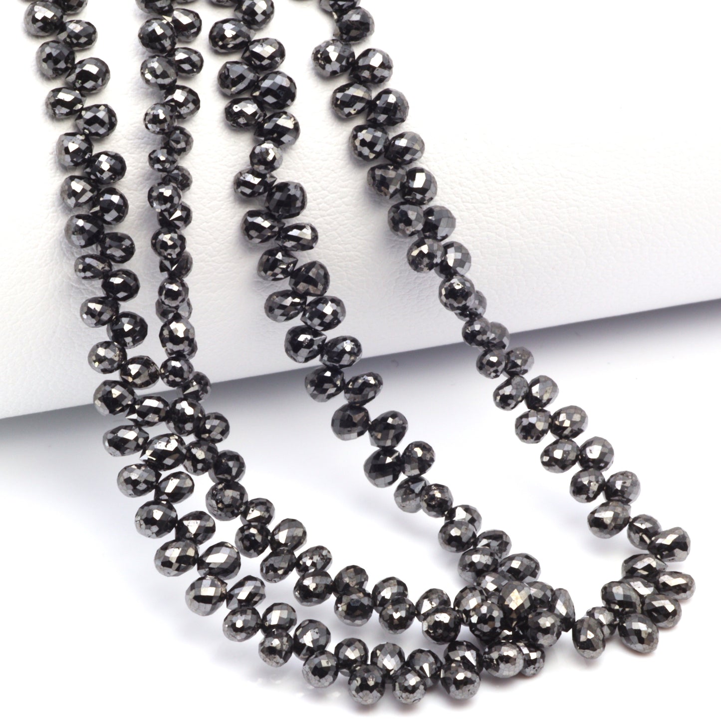 Black Diamond 4x2mm – 5x3mm Faceted Teardrop Briolettes Bead Strand