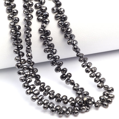 Black Diamond 4x2mm – 5x3mm Faceted Teardrop Briolettes Bead Strand