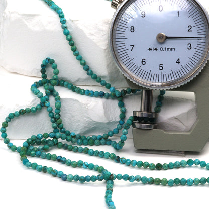 Natural Blue-Green Turquoise 2.5mm Faceted Rounds Bead Strand