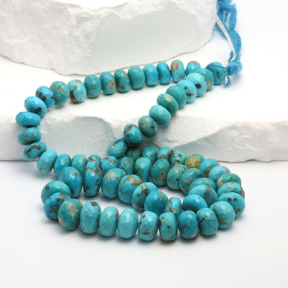Natural Blue Turquoise 9mm Faceted Rondelles