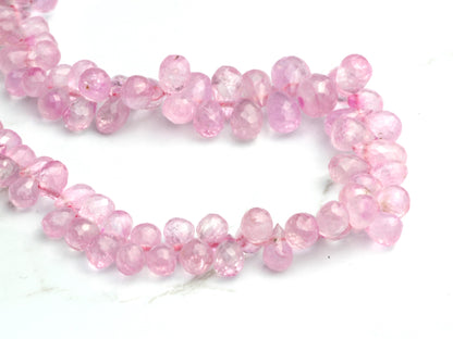 Light Pink Sapphire 5x3mm - 6x4mm Faceted Teardrop Briolettes Bead Strand