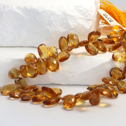 Orange Madeira Citrine 9x7mm Faceted Pear Shaped Briolettes