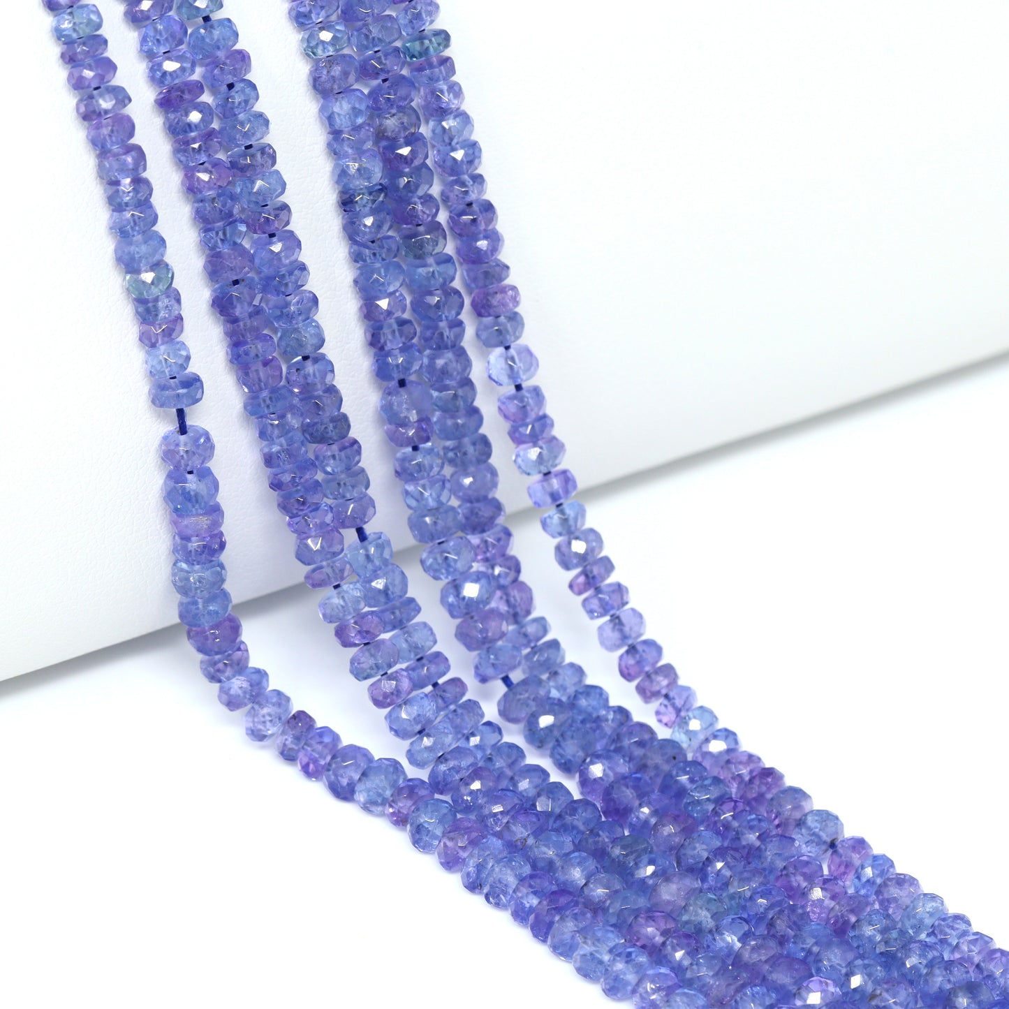 Blue Tanzanite 3.5mm – 4.5mm Hand Faceted Rondelles Bead Strand