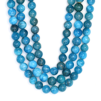 Neon Blue Apatite 6mm Smooth Rounds Bead Strand