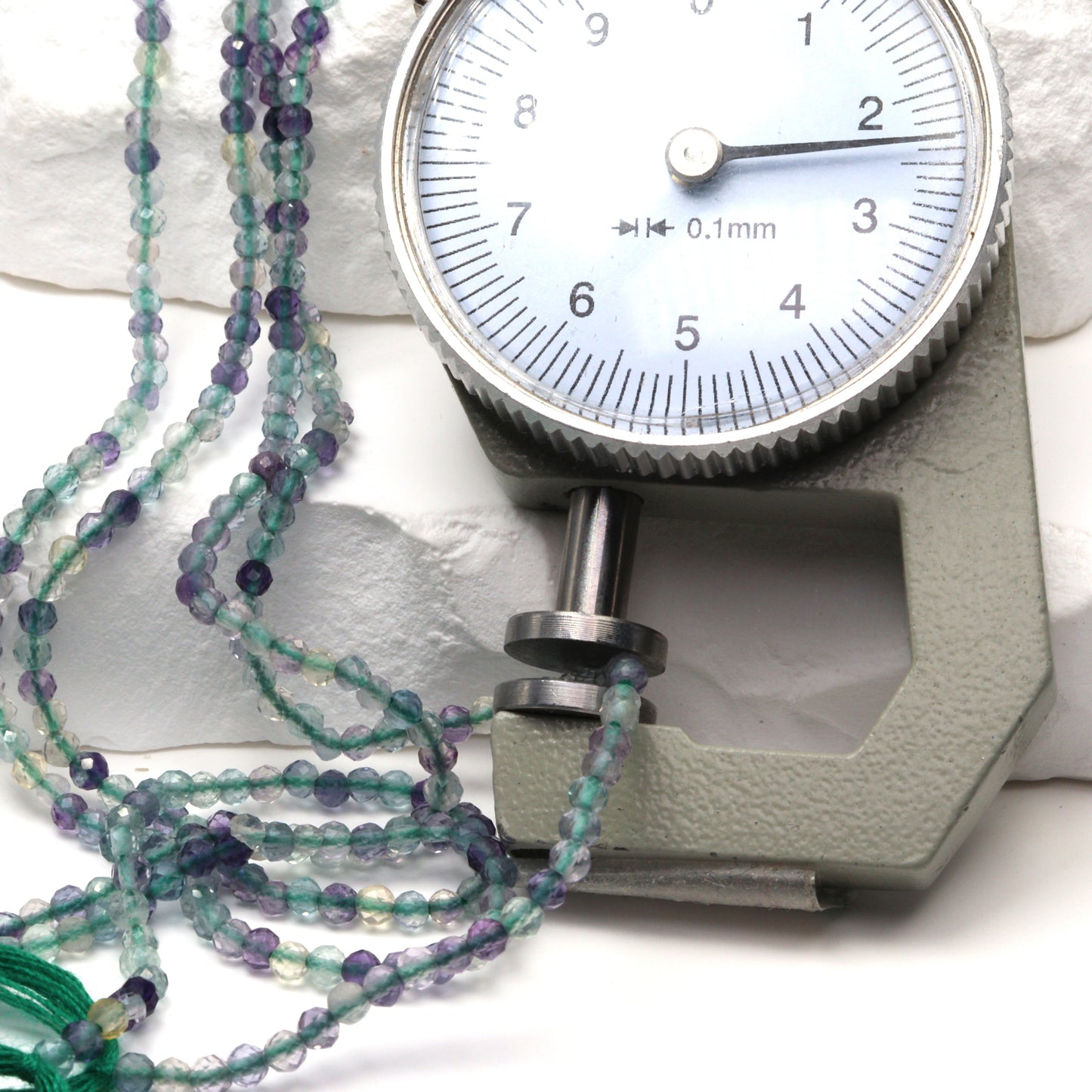 Green Fluorite 2.5mm Faceted Rounds Bead Strand