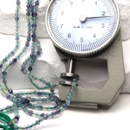 Green Fluorite 2.5mm Faceted Rounds Bead Strand