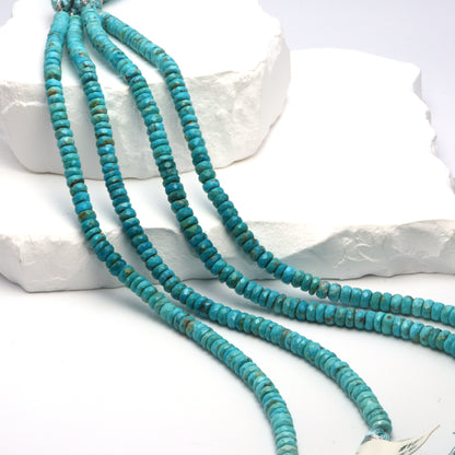 Ombre Natural Blue Turquoise 5mm Faceted Rondelles Bead Strand