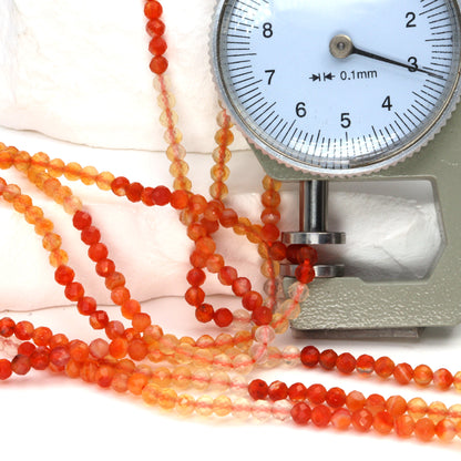 Ombre Orange Mexican Fire Opal 3mm Faceted Rounds Bead Strand