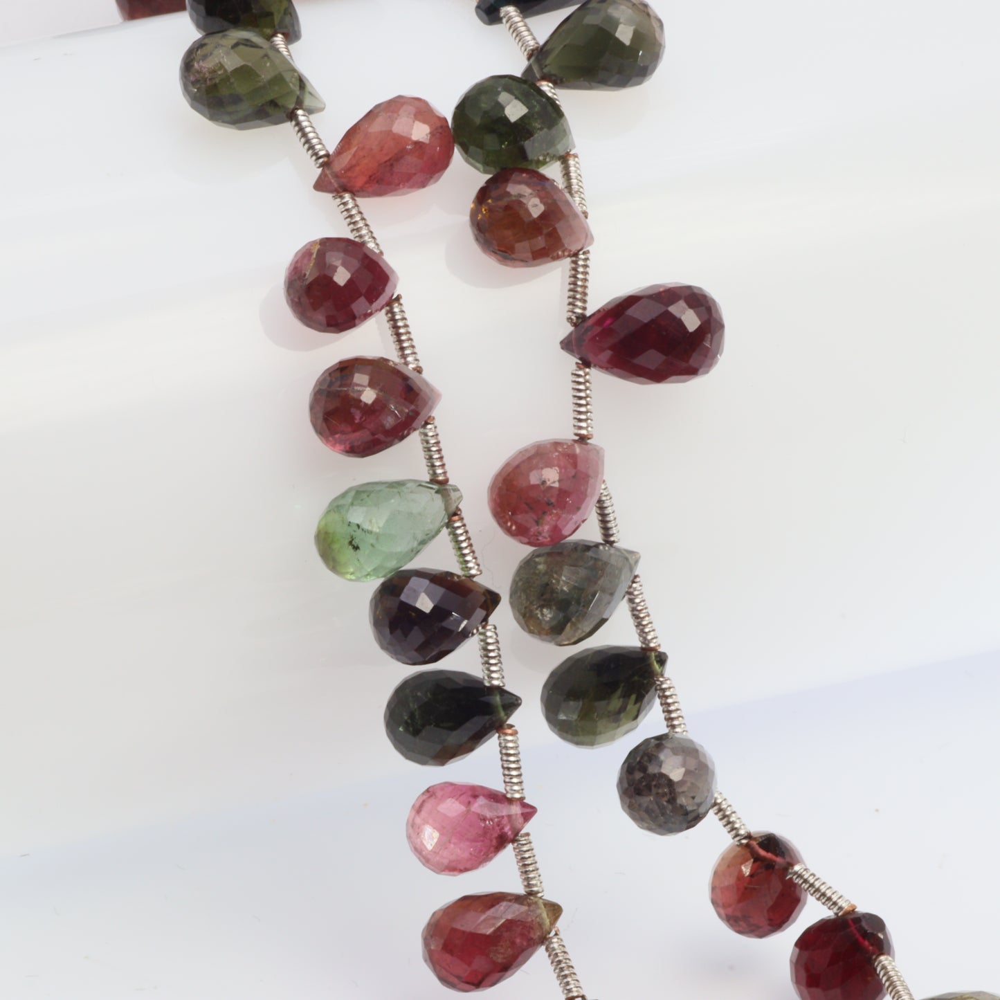 Watermelon Tourmaline 9x6mm Faceted Teardrop Briolettes