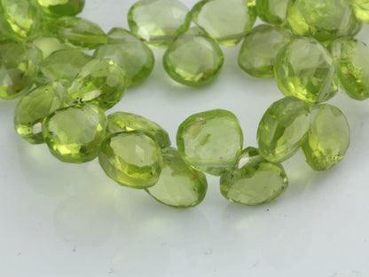 Green Peridot 6mm Faceted Heart Shaped Briolettes Bead Strand