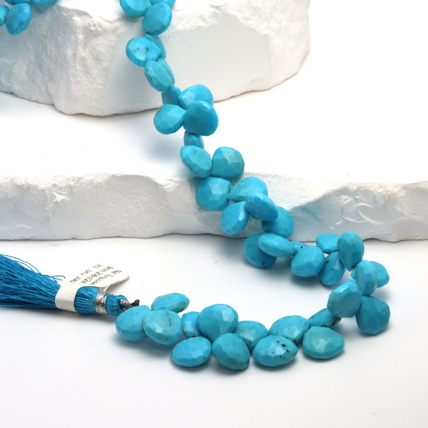 Natural Blue Turquoise 9mm Faceted Heart Shaped Briolettes