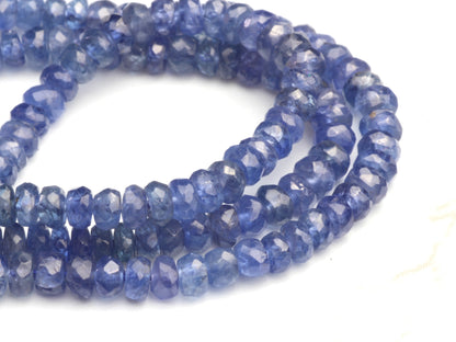 Cornflower Blue Sapphire 3mm Hand Faceted Rondelles Bead Strand