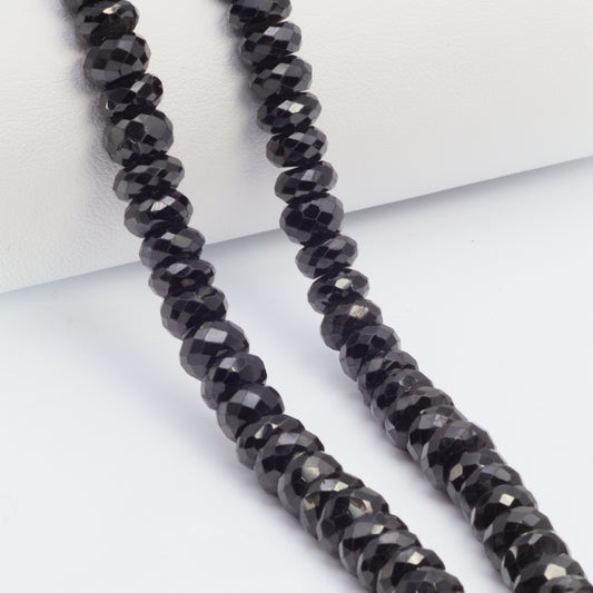 Black Spinel 8mm Faceted Rondelles
