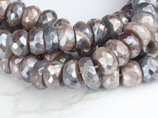 Coated Multi Moonstone 8mm Faceted Rondelles