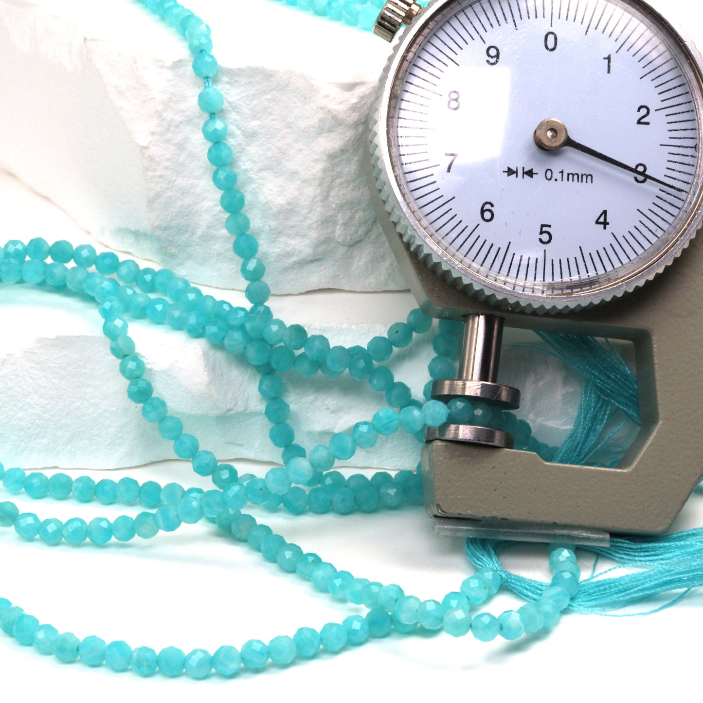 Blue Amazonite 3mm Faceted Rounds Bead Strand