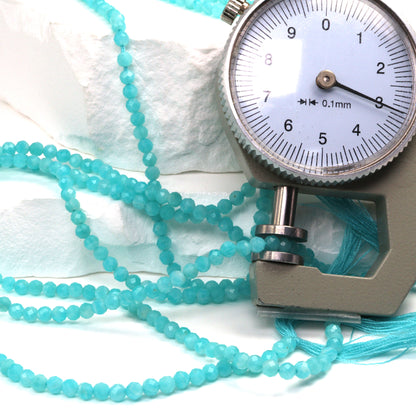 Blue Amazonite 3mm Faceted Rounds Bead Strand