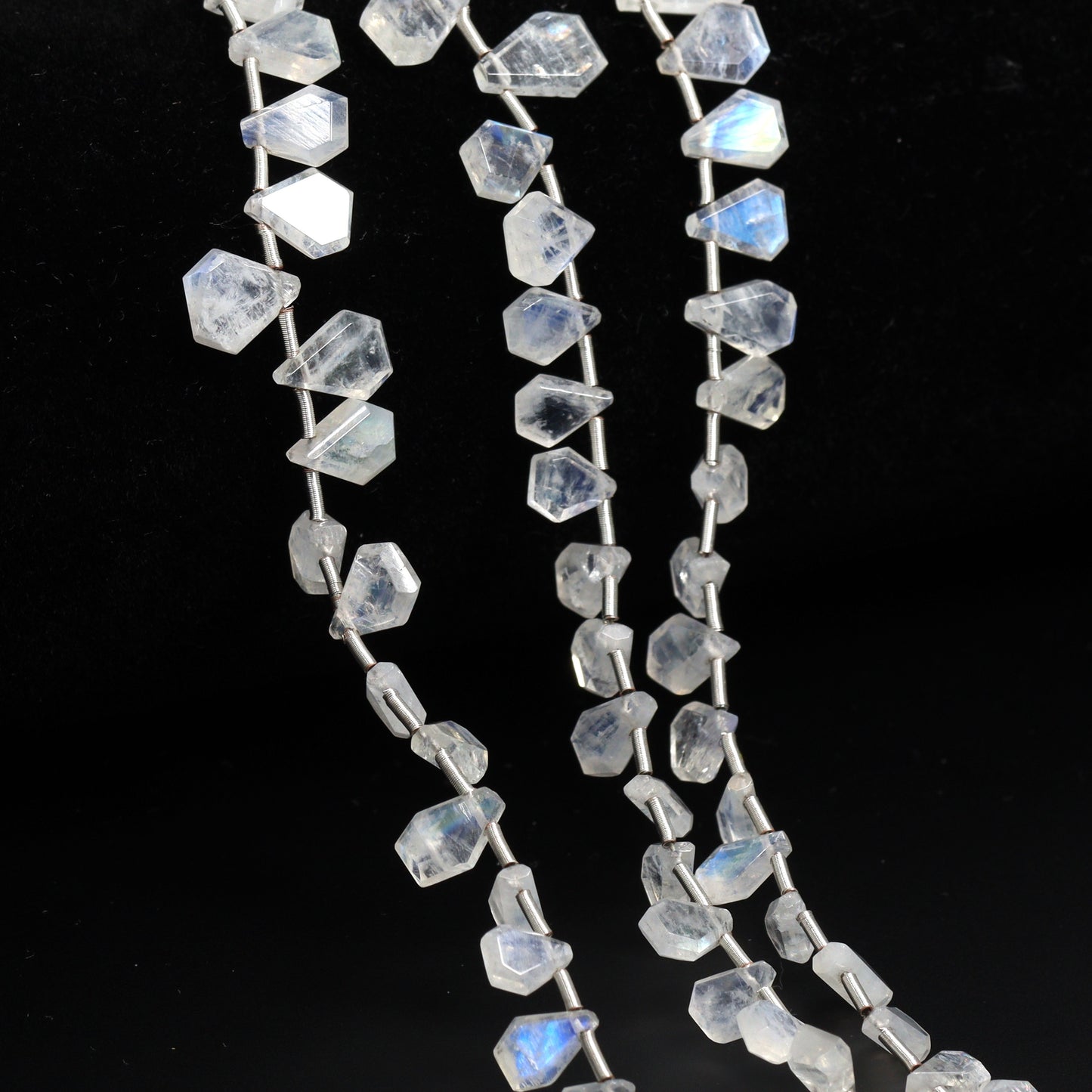 Rainbow Moonstone 6x4mm – 9x6mm Faceted Shields Bead Strand