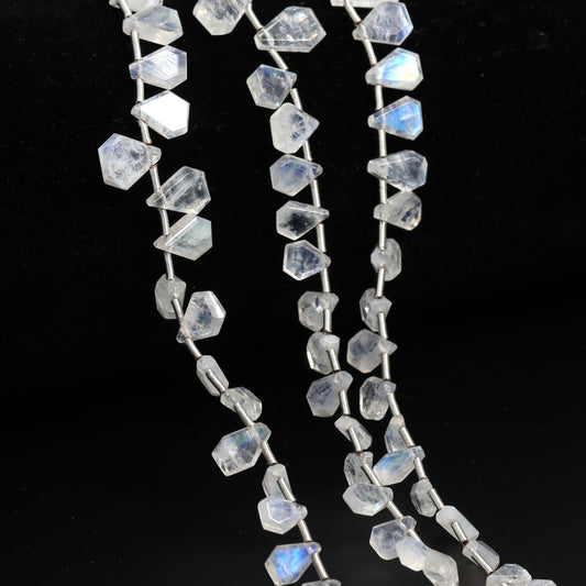Rainbow Moonstone 6x4mm – 9x6mm Faceted Shields Bead Strand
