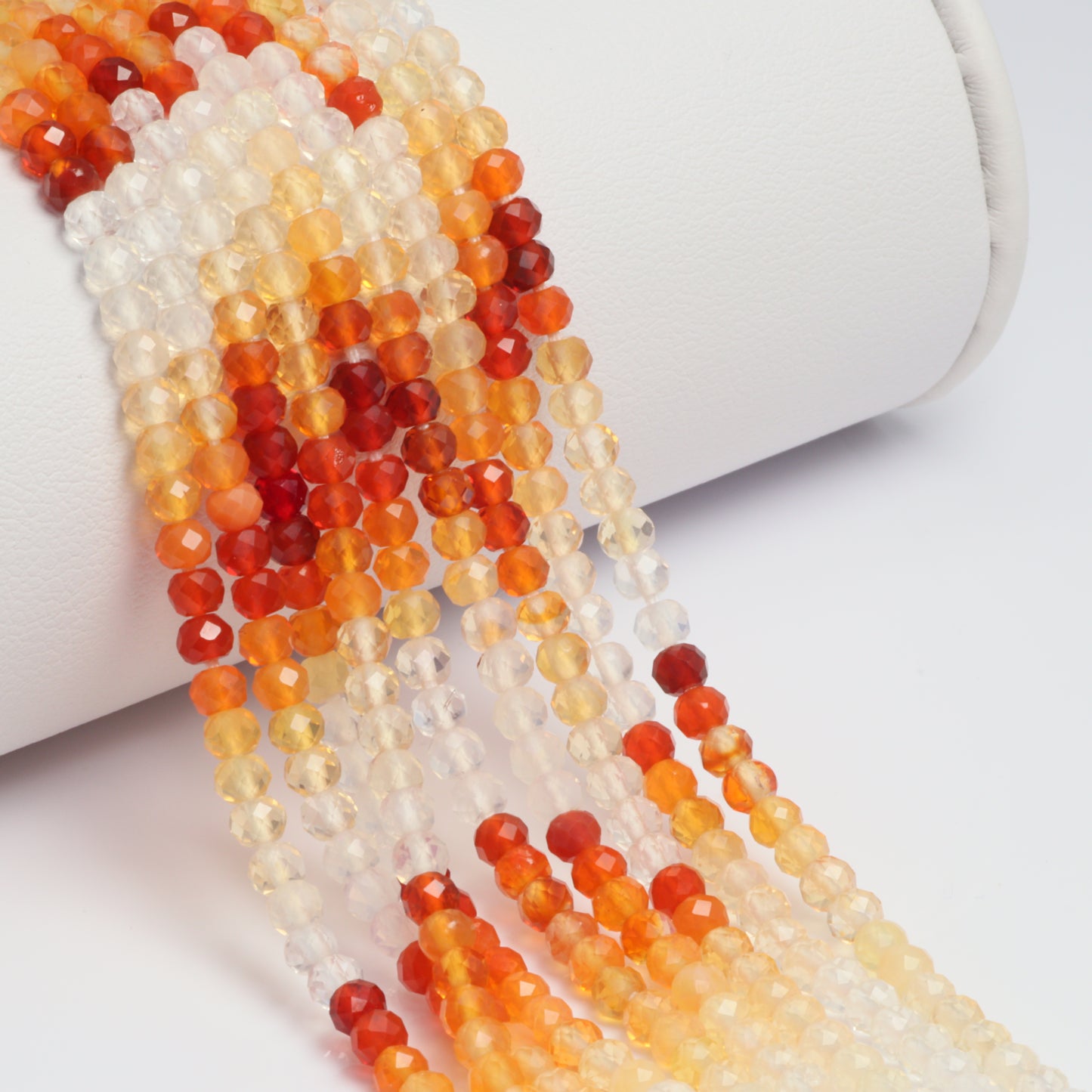 Ombre Mexican Fire Opal 3.5mm Faceted Rondelles Bead Strand