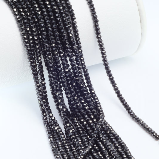 Black Spinel 2.5mm Faceted Rondelles