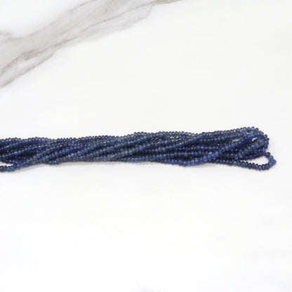 Cornflower Blue Sapphire 2mm - 2.5mm Smooth Rondelles Bead Strand