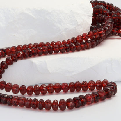 Red Garnet 5.5-6.5mm Faceted Rondelles Bead Strand