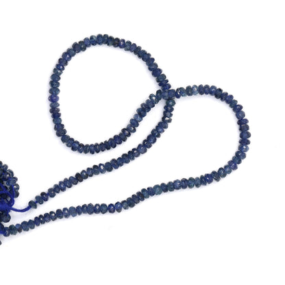 Royal Blue Sapphire 2.5mm Hand Faceted Rondelles Bead Strand