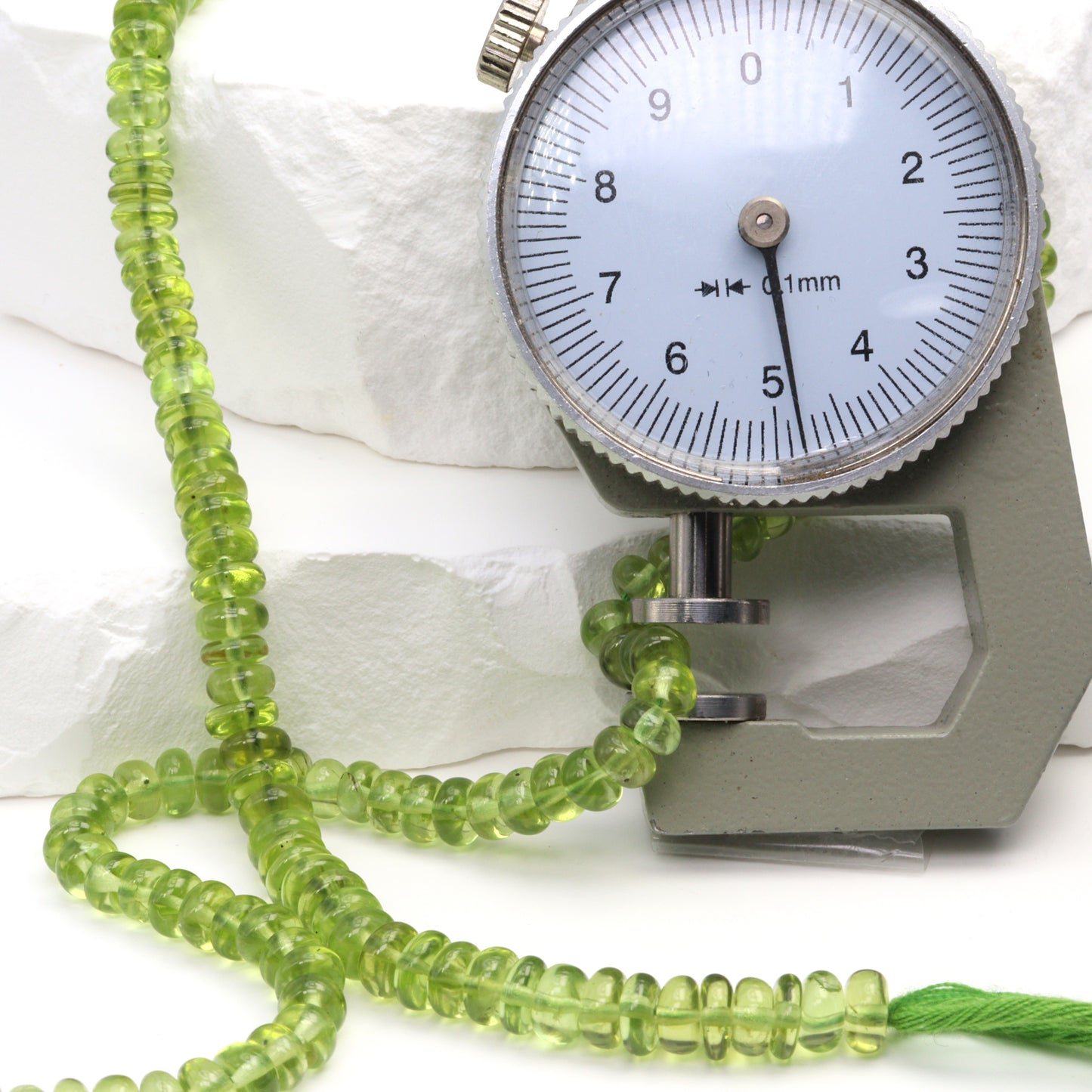 Green Peridot 4.5mm Smooth Rondelles Bead Strand