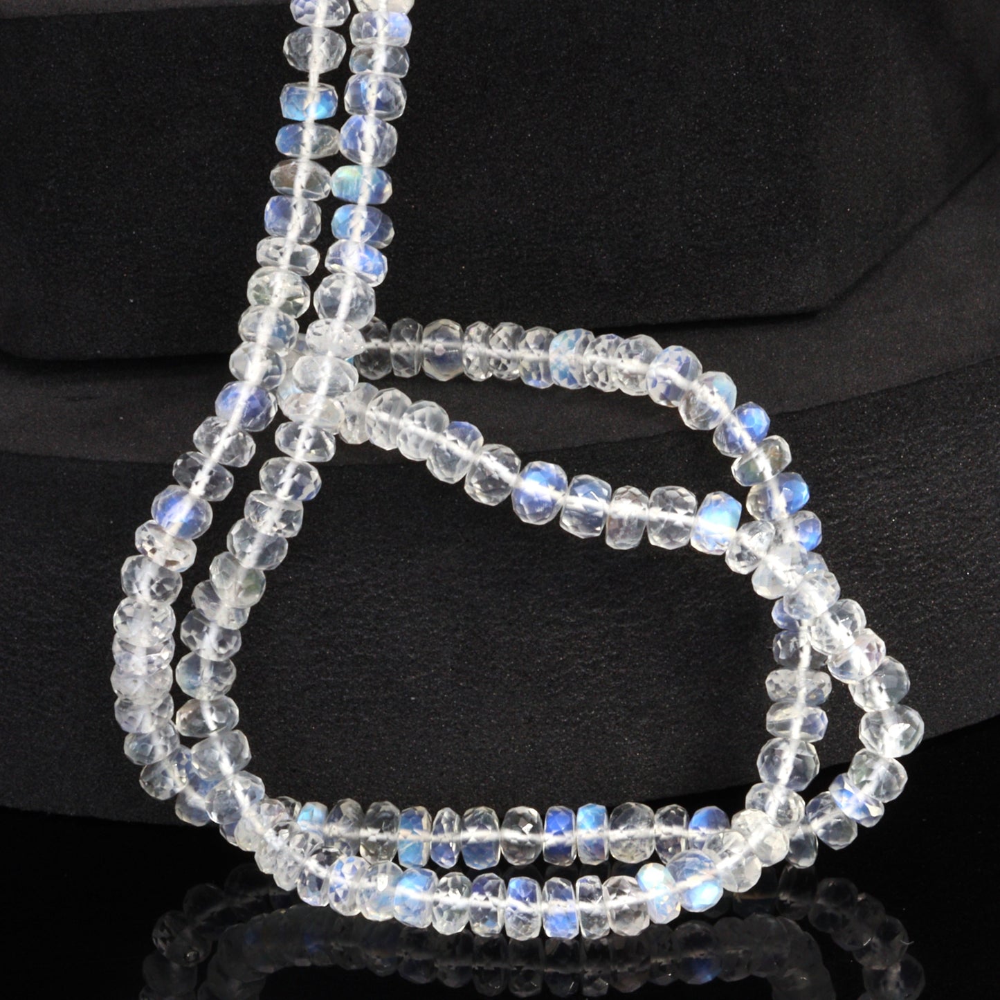 AAA Blue Rainbow Moonstone 5mm Faceted Rondelles Bead Strand
