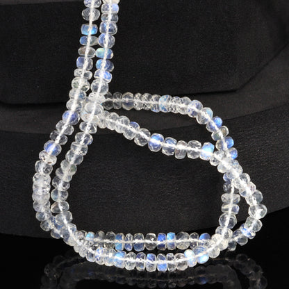 AAA Blue Rainbow Moonstone 5mm Faceted Rondelles Bead Strand