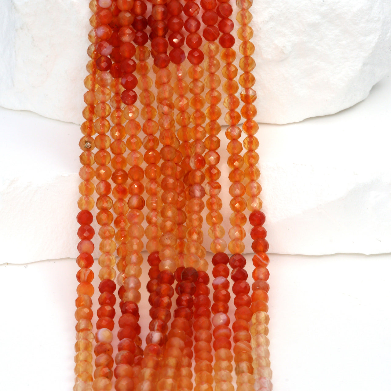 Ombre Orange Mexican Fire Opal 3mm Faceted Rounds Bead Strand