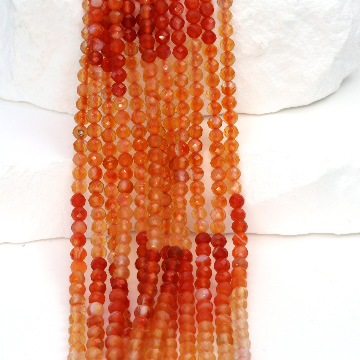 Ombre Orange Mexican Fire Opal 3mm Faceted Rounds Bead Strand