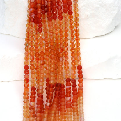 Ombre Orange Mexican Fire Opal 3mm Faceted Rounds Bead Strand