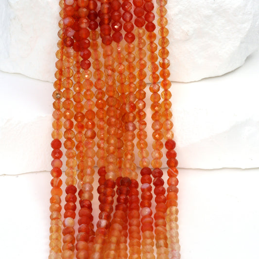 Ombre Orange Mexican Fire Opal 3mm Faceted Rounds Bead Strand