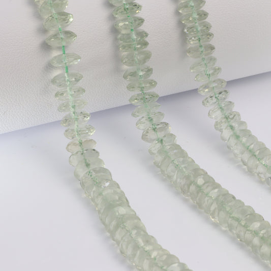 Green Amethyst 8mm German Cut Faceted Rondelles