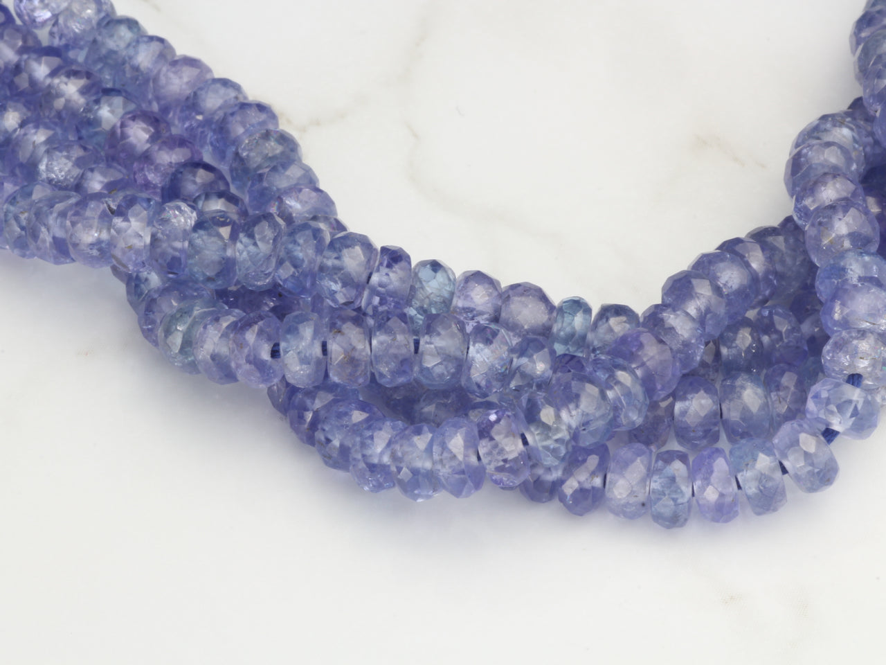 Blue Tanzanite 4mm - 5mm Hand Faceted Rondelles Bead Strand