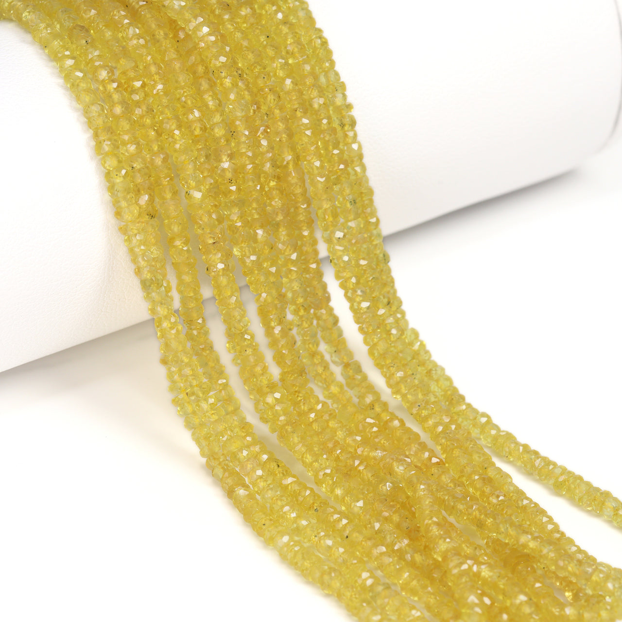 Yellow Sapphire 2.5mm – 3.0mm Hand Faceted Rondelles Bead Strand