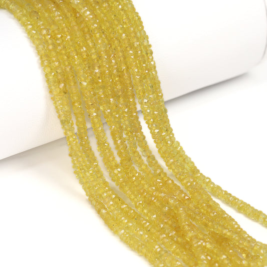 Yellow Sapphire 2.5mm – 3.0mm Hand Faceted Rondelles Bead Strand