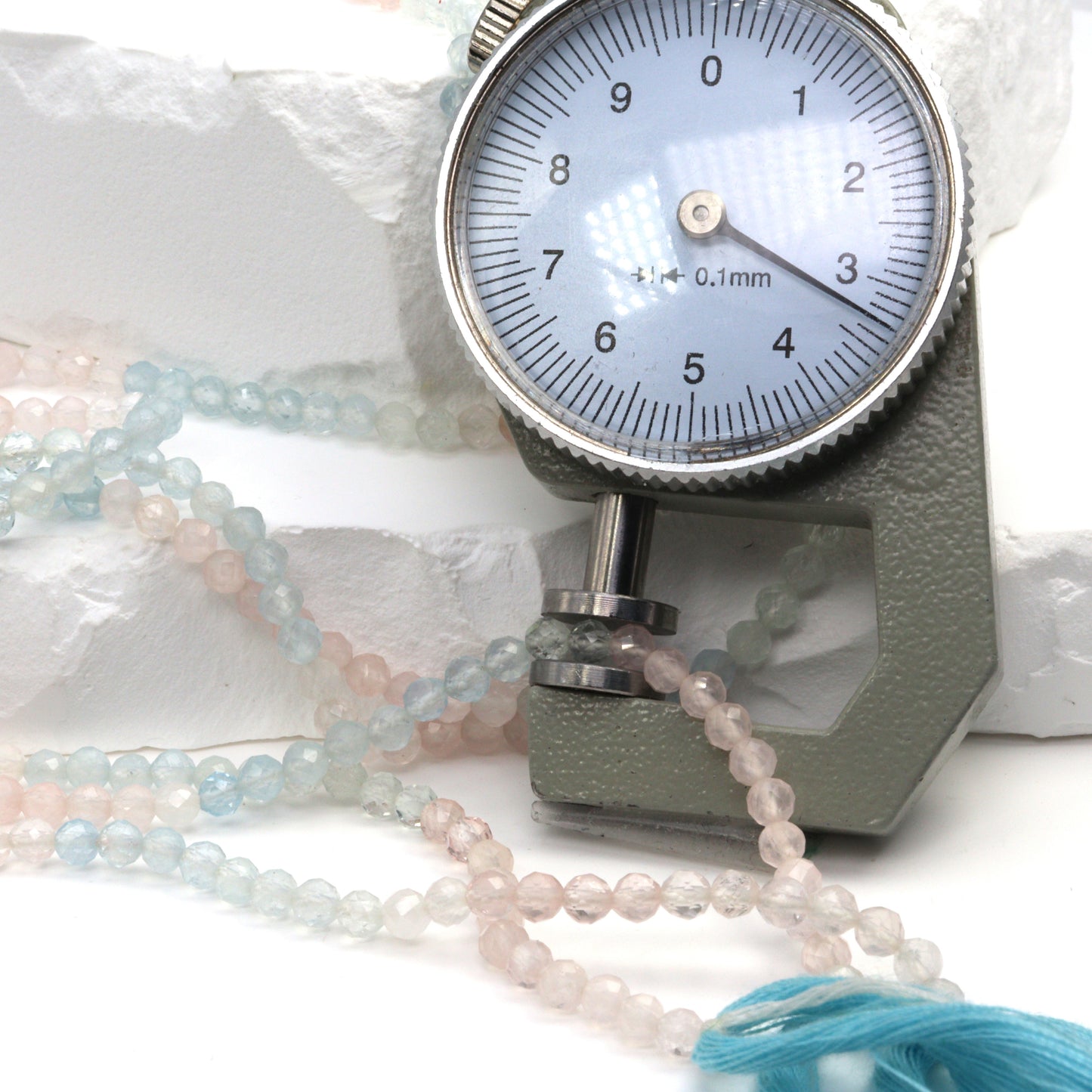 Ombre Aquamarine and Morganite 3mm Faceted Rounds