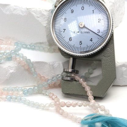 Ombre Aquamarine and Morganite 3mm Faceted Rounds