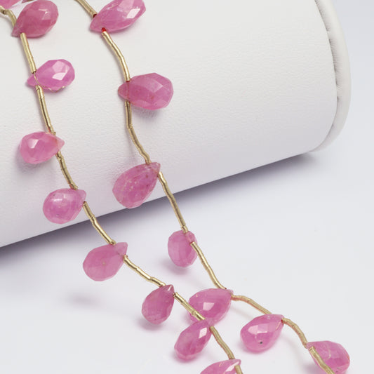 Red Ruby 8x5mm Faceted Pear Shaped Briolettes Bead Strand