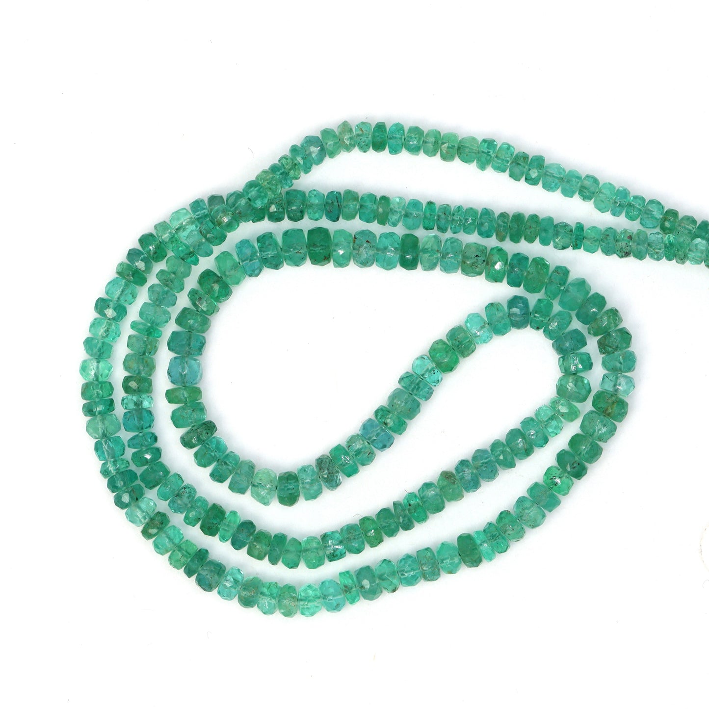 Green Emerald 2mm - 3.5mm Hand Faceted Rondelles Bead Strand