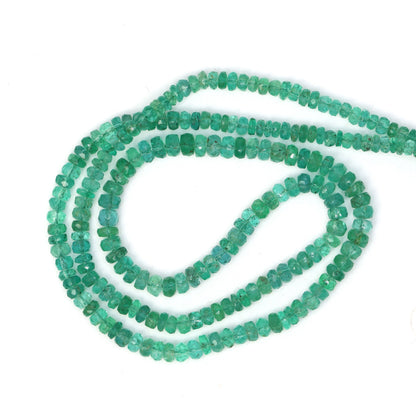 Green Emerald 2mm - 3.5mm Hand Faceted Rondelles Bead Strand
