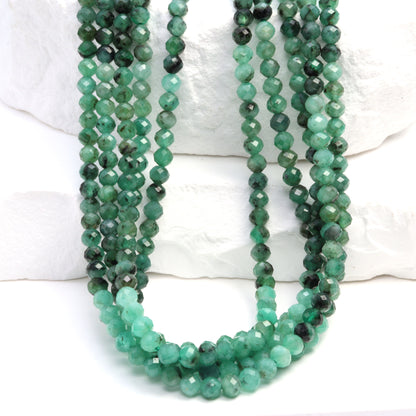 Ombre Sakoda Emerald 3.5mm Faceted Rounds Bead Strand