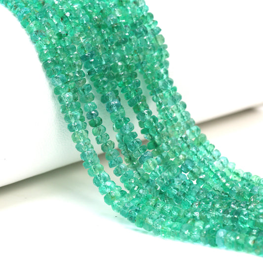 Green Emerald 2mm - 3.5mm Hand Faceted Rondelles Bead Strand